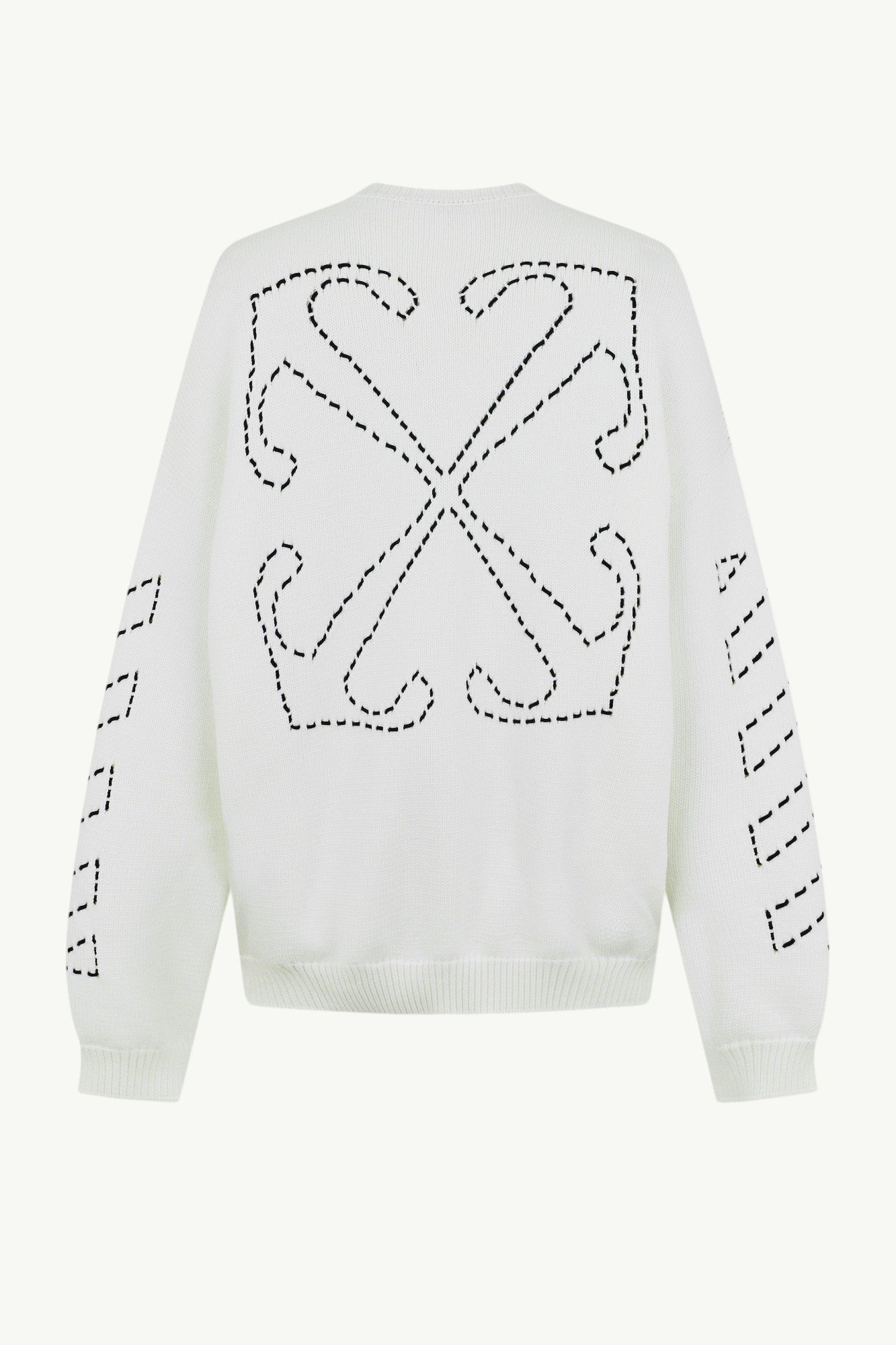Off-White Stitch Arr Diags Knit Crew White - OMHE191C99KNI0016110