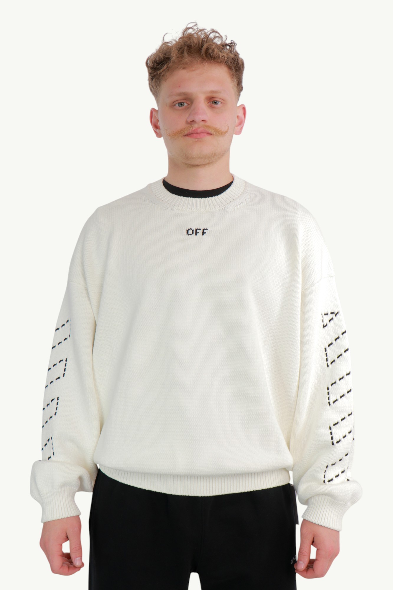 off-white-stitch-arr-diags-knit-crew-white-omhe191c99kni0016110-1 Off-White Stitch Arr Diags Knit Crew White OMHE191C99KNI0016110