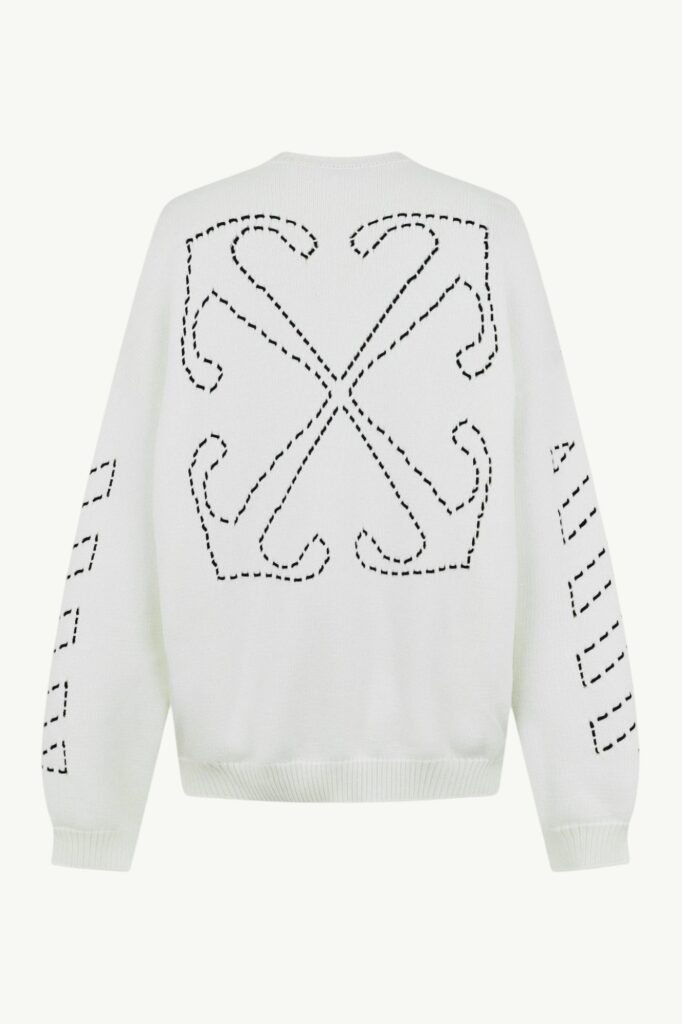 Off-White Stitch Arr Diags Knit Crew White - OMHE191C99KNI0016110