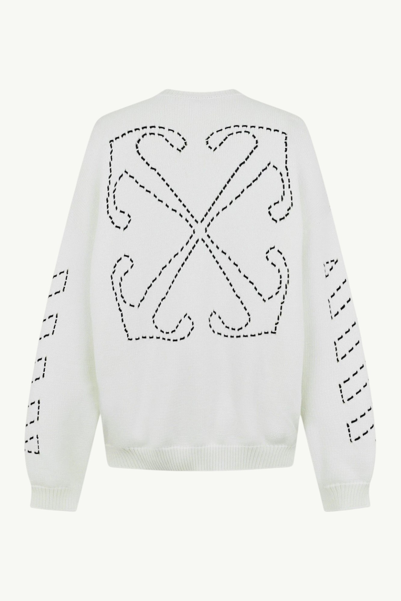 Off-White Stitch Arr Diags Knit Crew White - OMHE191C99KNI0016110