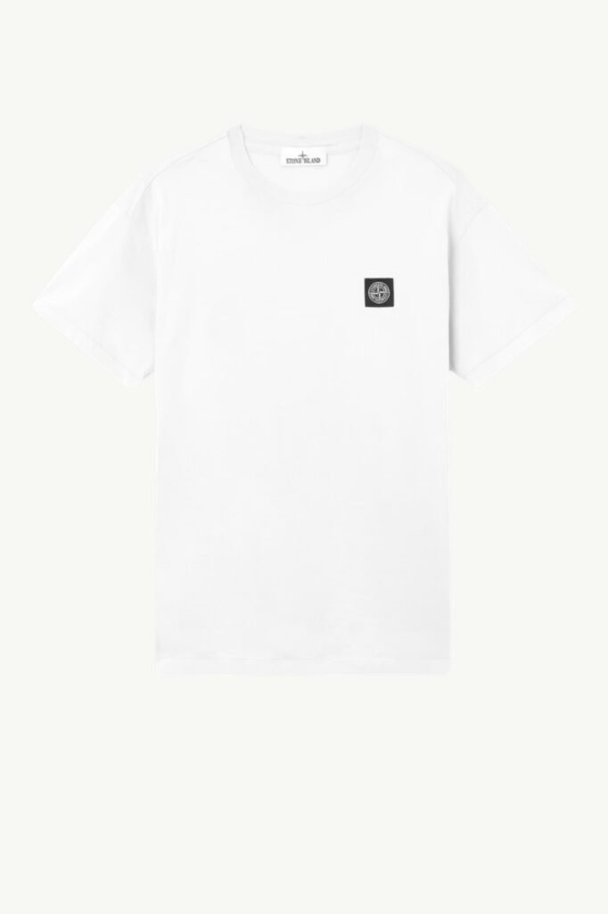 Stone Island 60/2 Cotton Jersey Compass Logo Patch T-Shirt White L1S152100027-S0013-V0001
