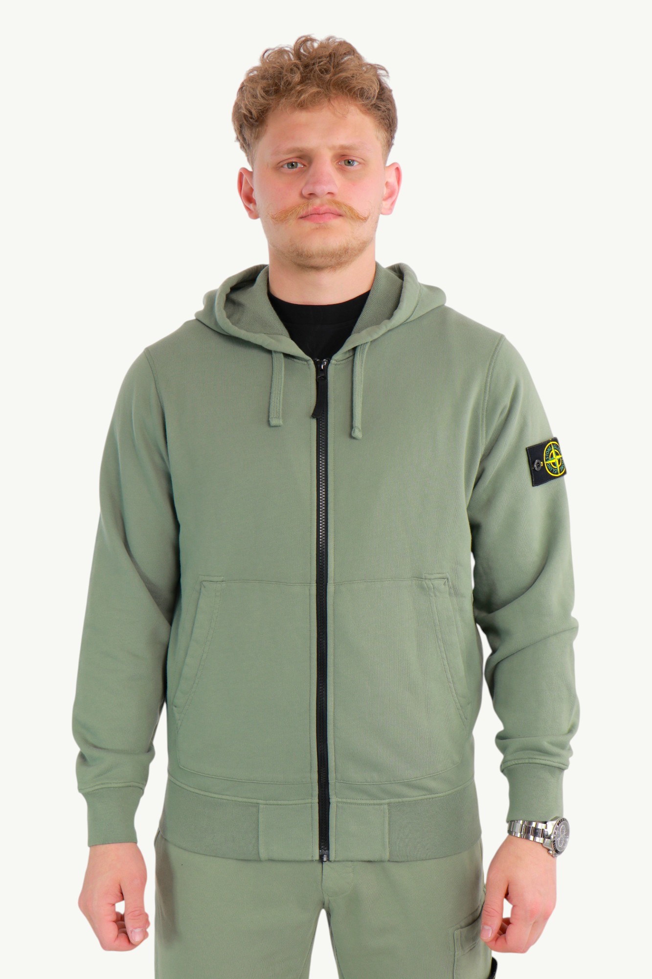 stone-island-cotton-fleece-zip-hoodie-green-k1s156100042s0051v0055-2 Stone Island Cotton Fleece Zip Hoodie Green K1S156100042-S0051-V0055