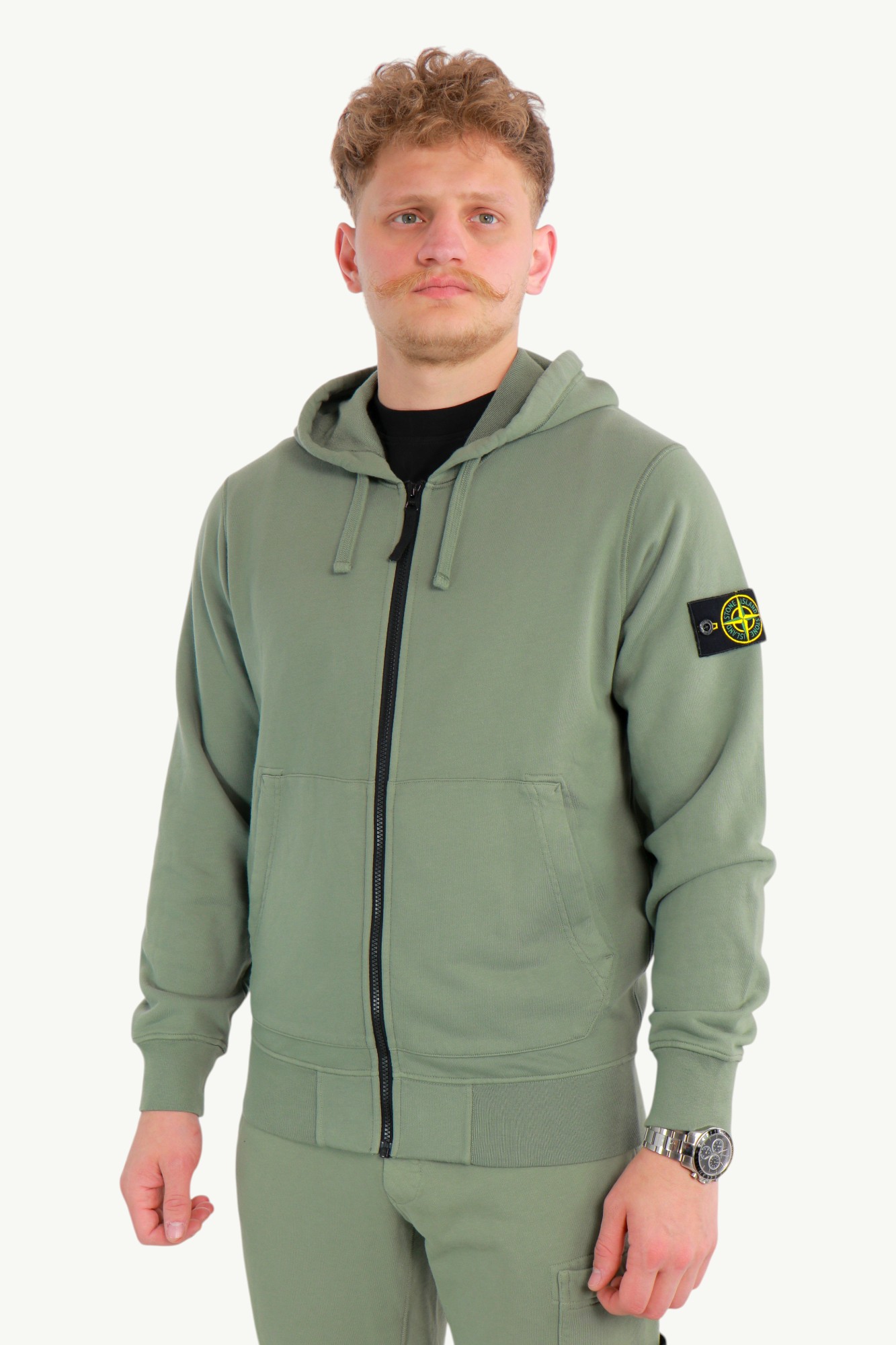 stone-island-cotton-fleece-zip-hoodie-green-k1s156100042s0051v0055-3 Stone Island Cotton Fleece Zip Hoodie Green K1S156100042-S0051-V0055