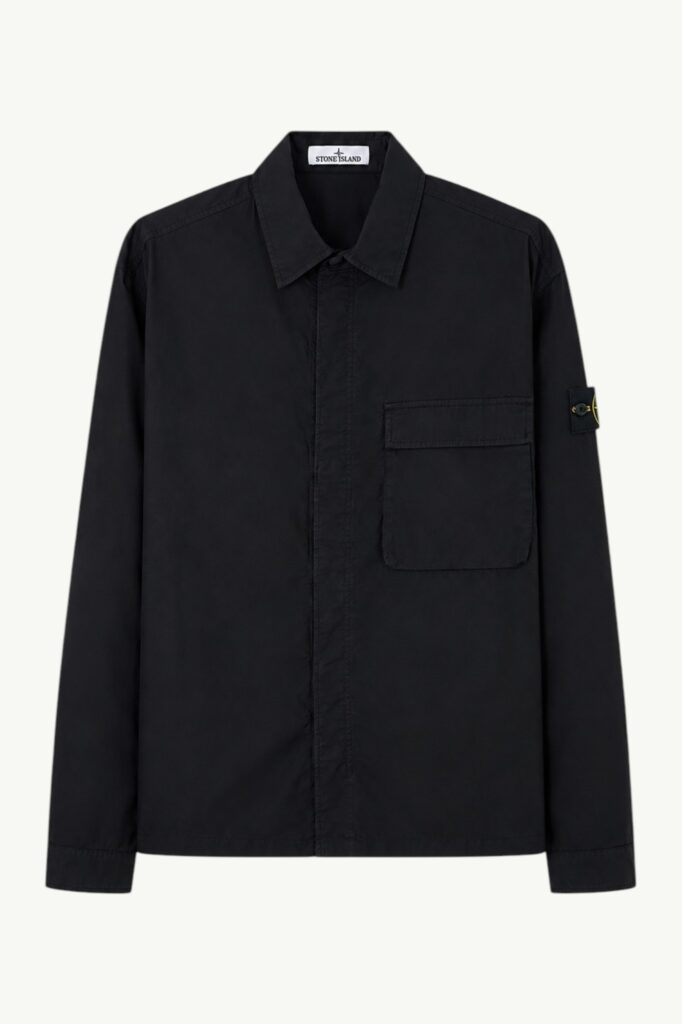 Stone Island Stretch Cotton Tela 'Paracadute' Comfort-fit Overshirt Black - L1S151200032-S0003-V0029