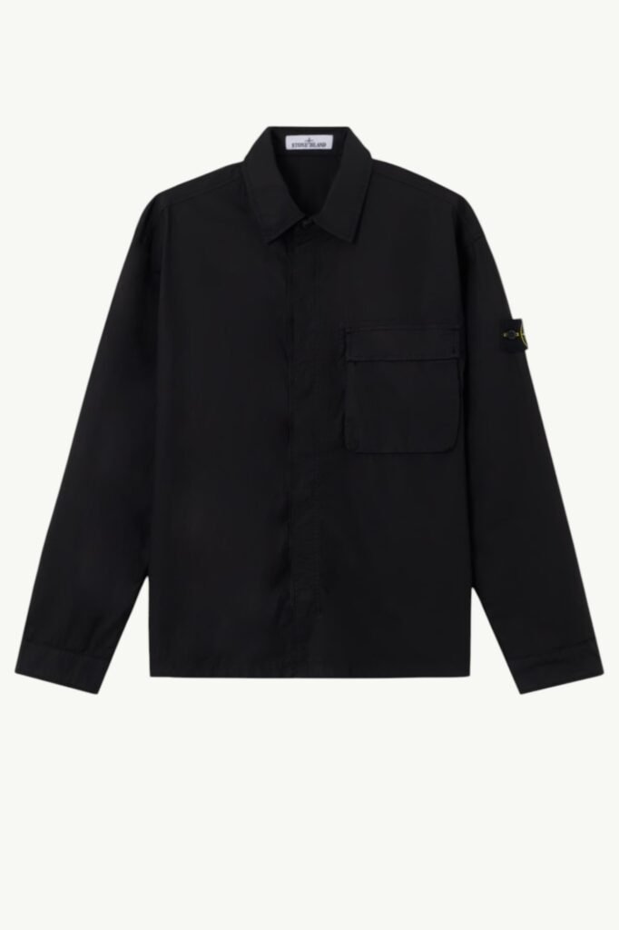 Stone Island Stretch Cotton Tela ‘Paracadute’ Comfort-fit Overshirt Black L1S151200032-S0003-V0029