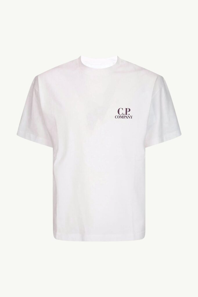 C.P. Company 30/1 Jersey Short Sleeve Printed Graphics T-Shirt White / Brown 19CMTS103A-005100W-103