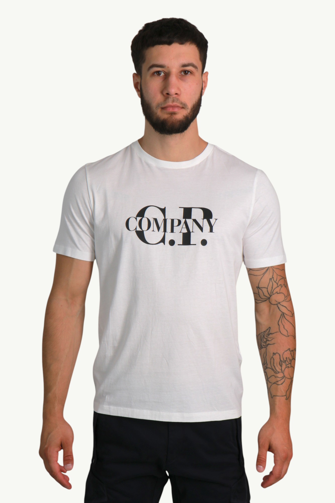 C.P. Company 30/1 Jersey Sleeve Logo T-Shirt White 15CMTS239A-005100W-103