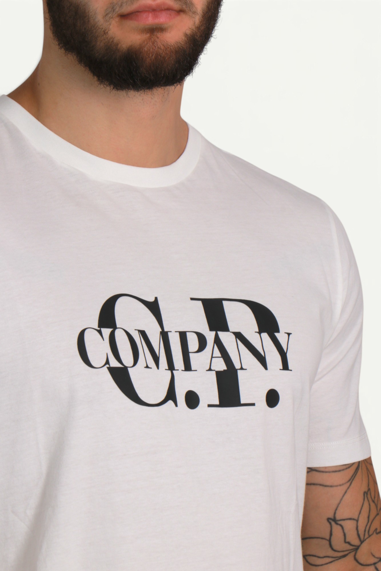 C.P. Company 30/1 Jersey Sleeve Logo T-Shirt White 15CMTS239A-005100W-103