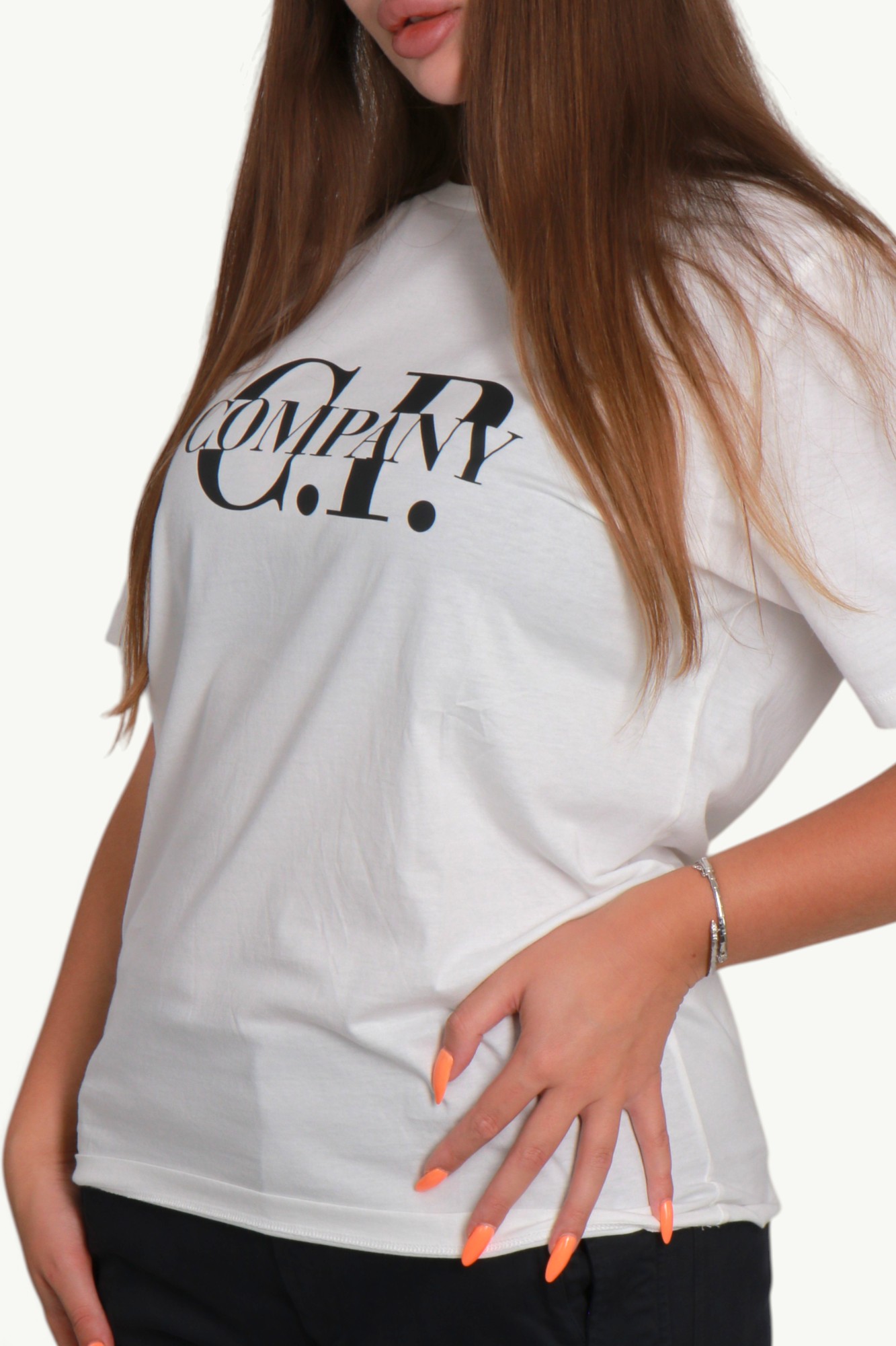 C.P. Company 30/1 Jersey Sleeve Logo T-Shirt White 15CMTS239A-005100W-103