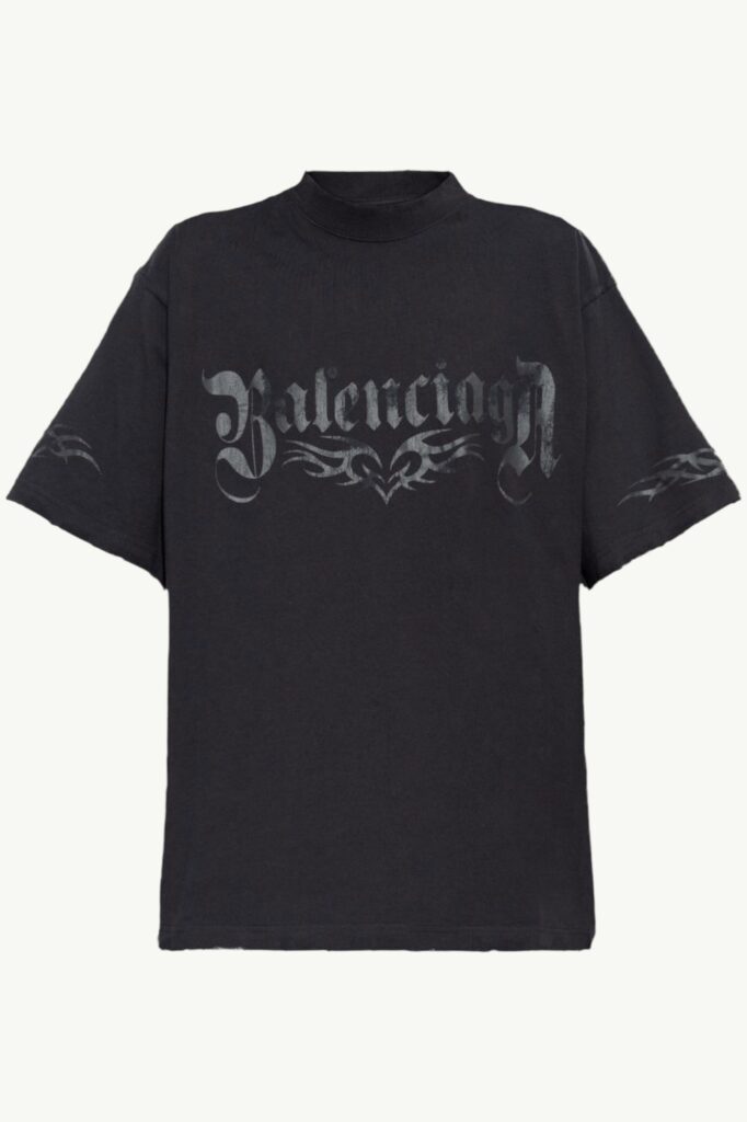 Balenciaga Logo Oversized Cotton Jersey T-shirt Black - 764235-TRVA3-1576