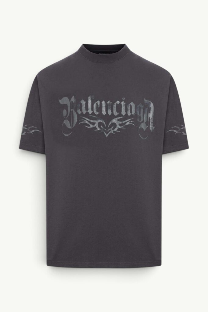 Balenciaga Logo Oversized Cotton Jersey T-Shirt Black - 764235-TRVA3-1576