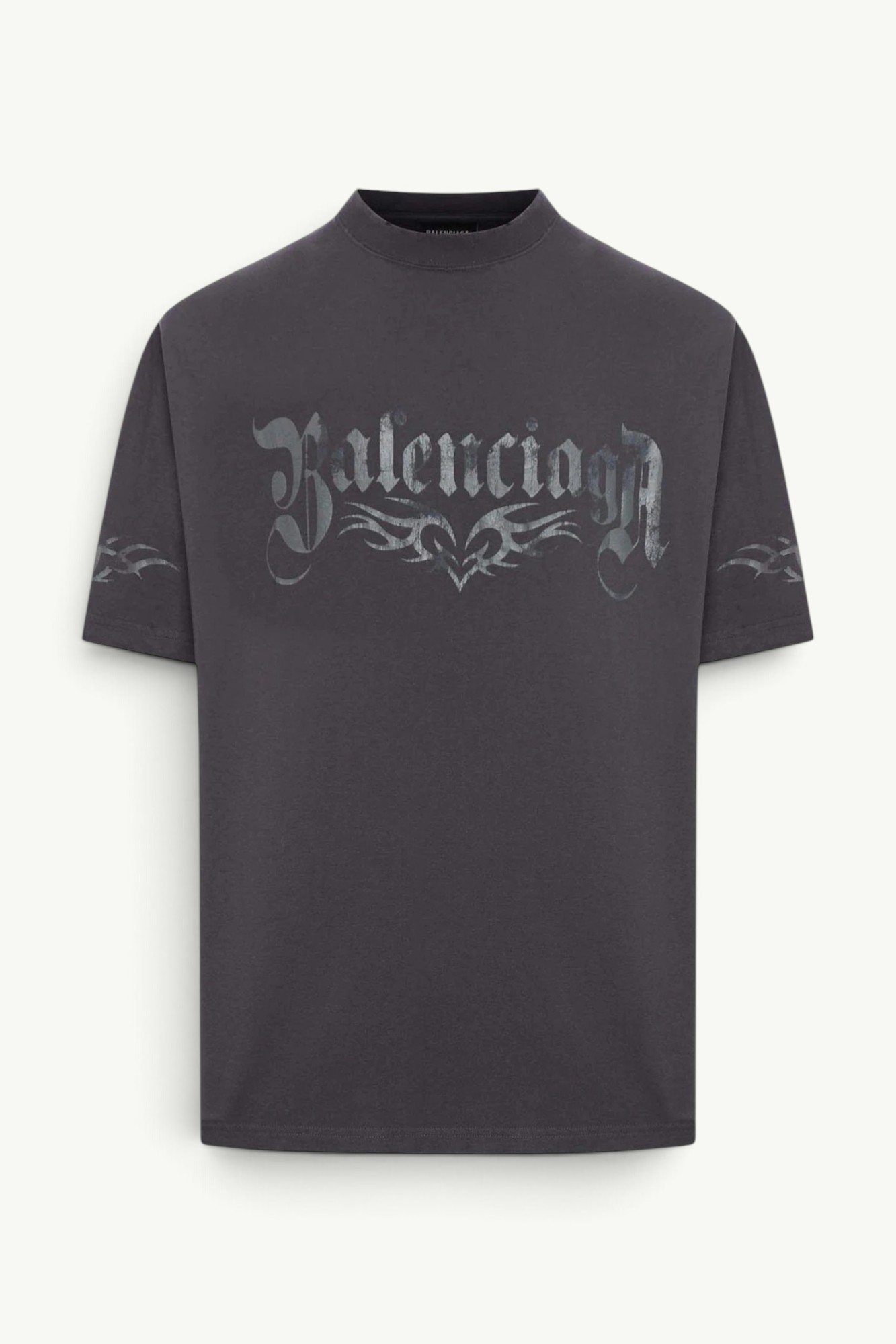Balenciaga Logo Oversized Cotton Jersey T-Shirt Black - 764235-TRVA3-1576