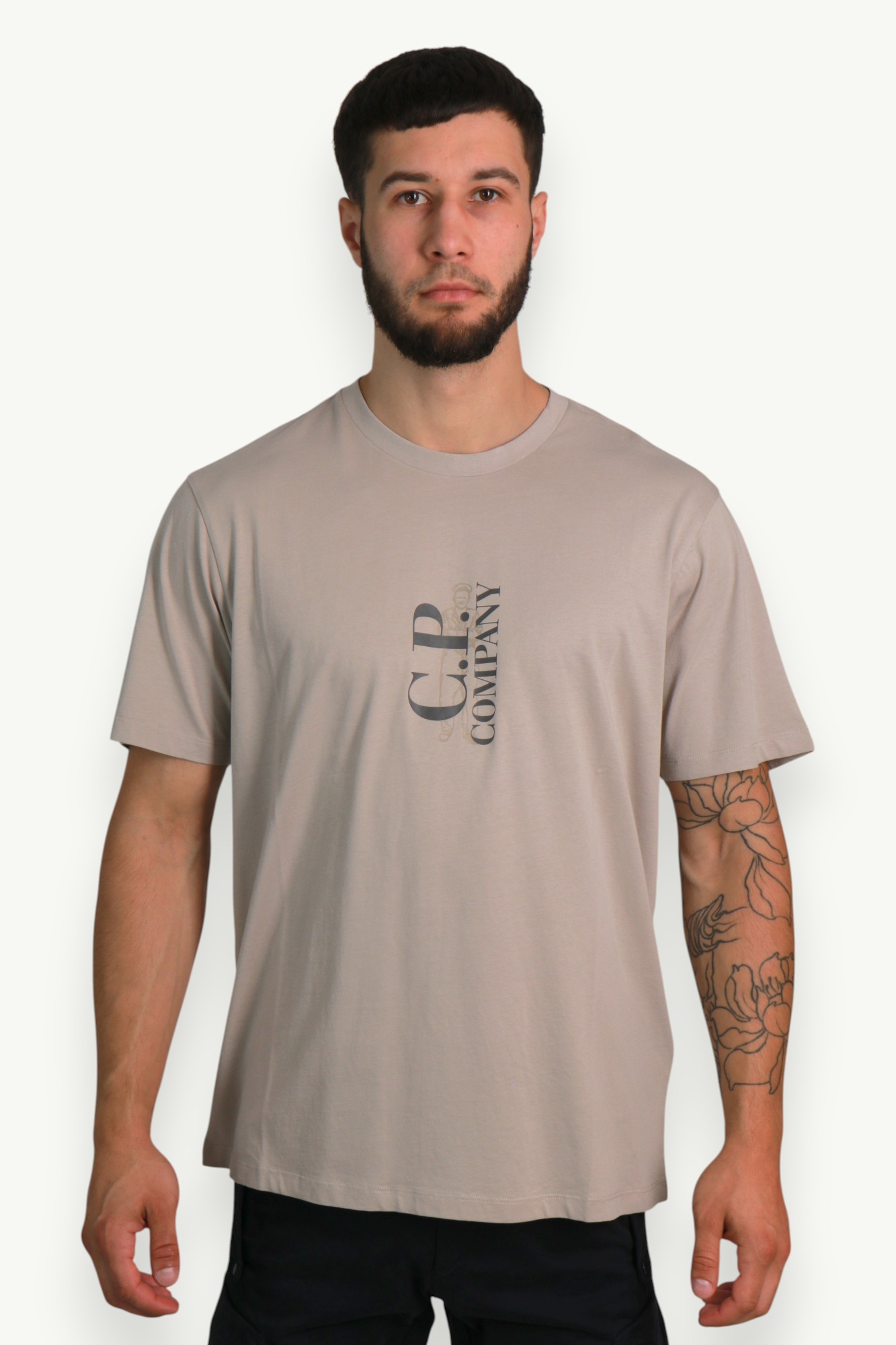 C.P. Company 30/1 Jersey Short Sleeve Printed T-Shirt Silver Blue 20CMTS084A-005100W-809