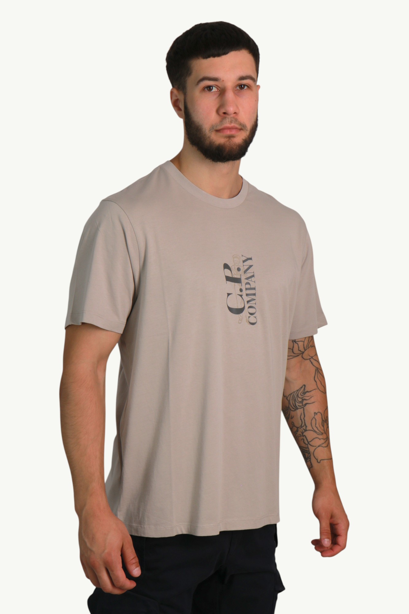 C.P. Company 30/1 Jersey Short Sleeve Printed T-Shirt Silver Blue 20CMTS084A-005100W-809