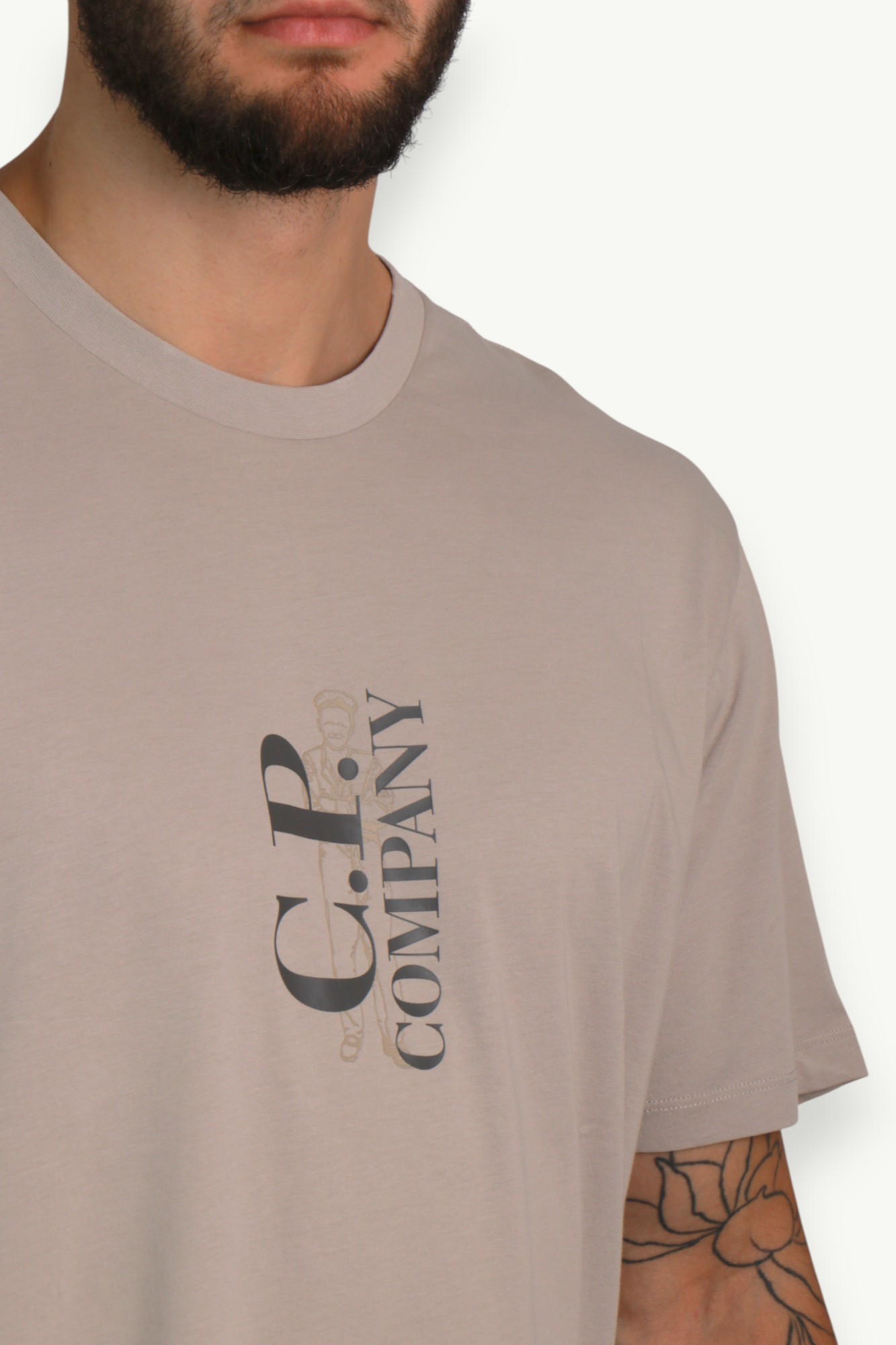 C.P. Company 30/1 Jersey Short Sleeve Printed T-Shirt Silver Blue 20CMTS084A-005100W-809