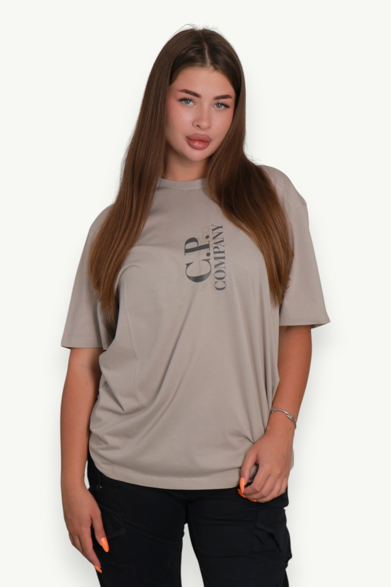 C.P. Company 30/1 Jersey Short Sleeve Printed T-Shirt Silver Blue 20CMTS084A-005100W-809