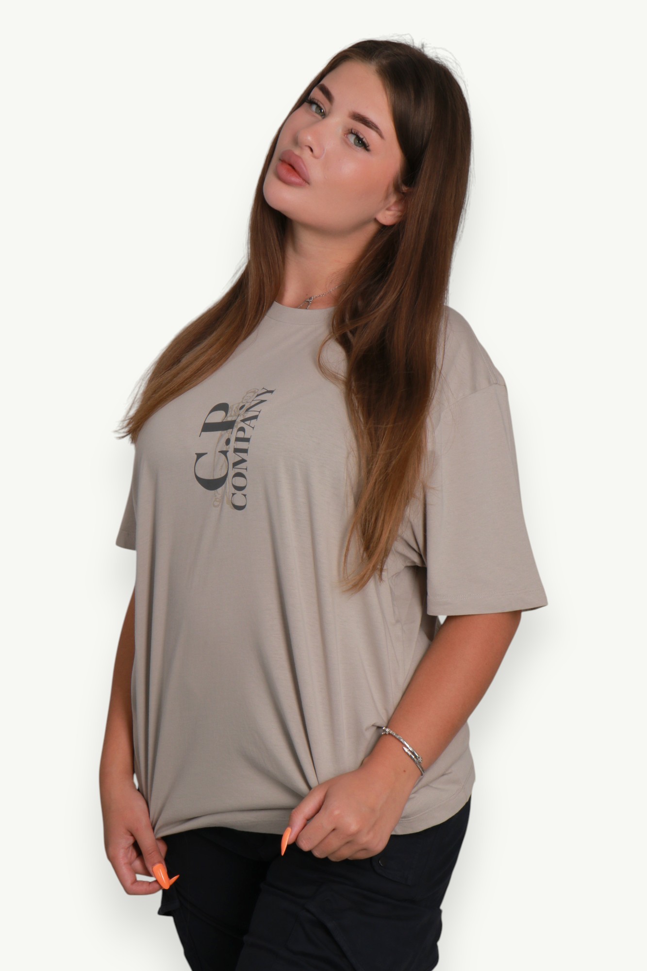 C.P. Company 30/1 Jersey Short Sleeve Printed T-Shirt Silver Blue 20CMTS084A-005100W-809