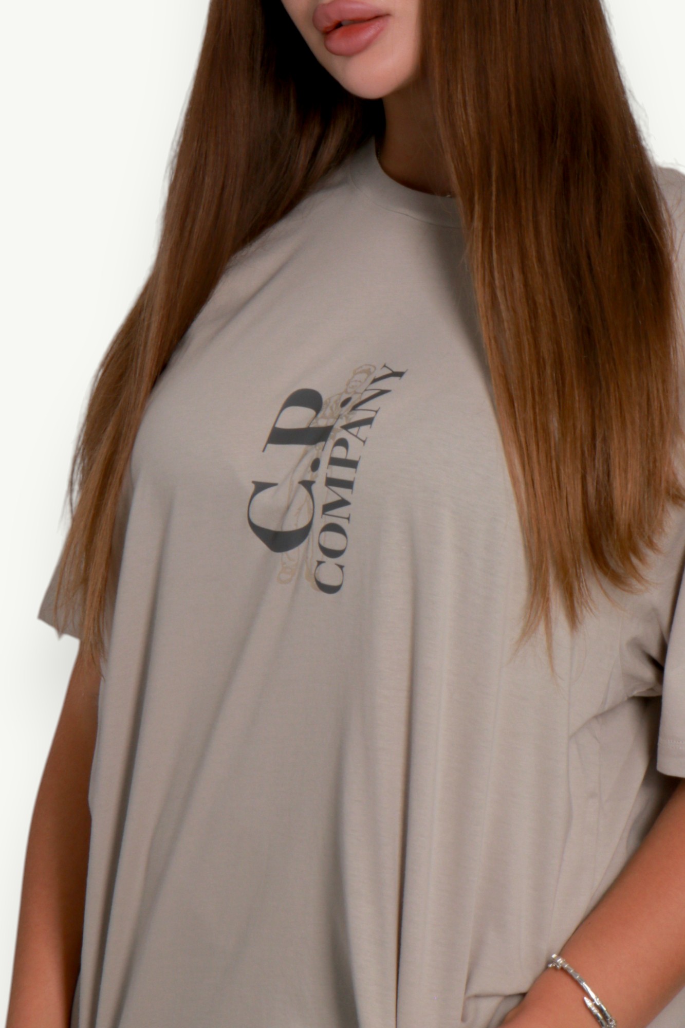C.P. Company 30/1 Jersey Short Sleeve Printed T-Shirt Silver Blue 20CMTS084A-005100W-809