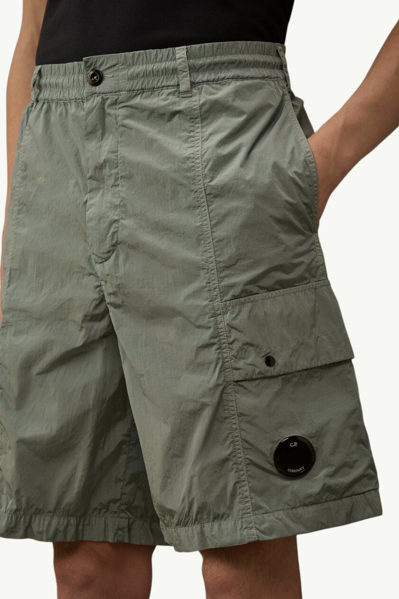 cp-company-chrome-r-lens-boxy-cargo-shorts-silver-blue-20cmbe031a005904g809-3 C.P. Company Chrome-R Lens Boxy Cargo Shorts Silver Blue - 20CMBE031A-005904G-809