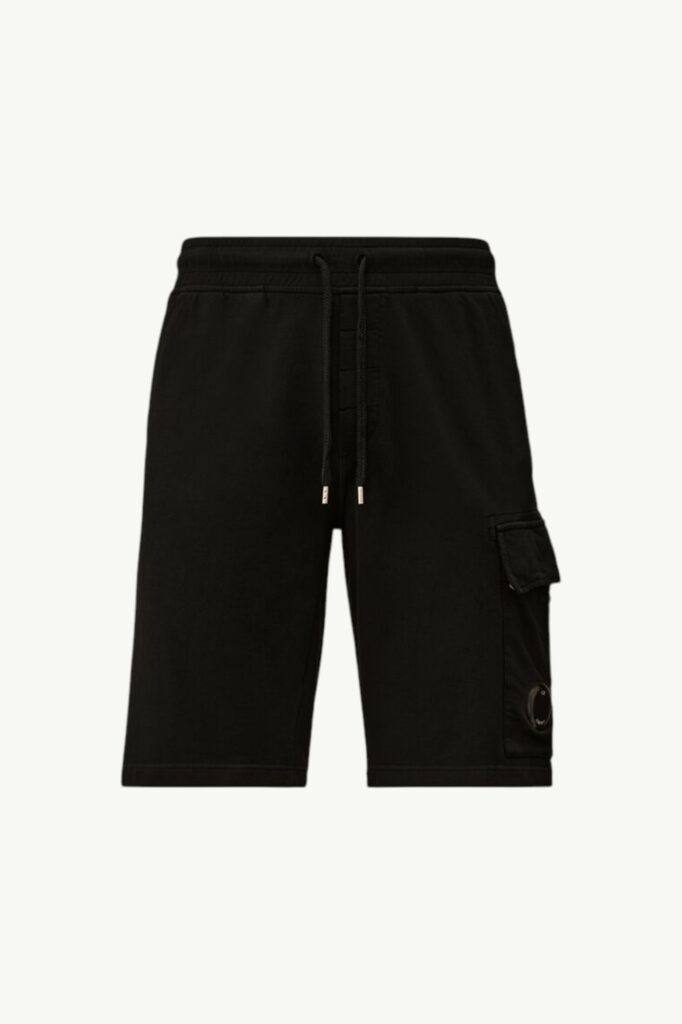 C.P. Company Cotton Fleece Cargo Lens Sweatshorts Black - RSCMSB741A-110044G-999