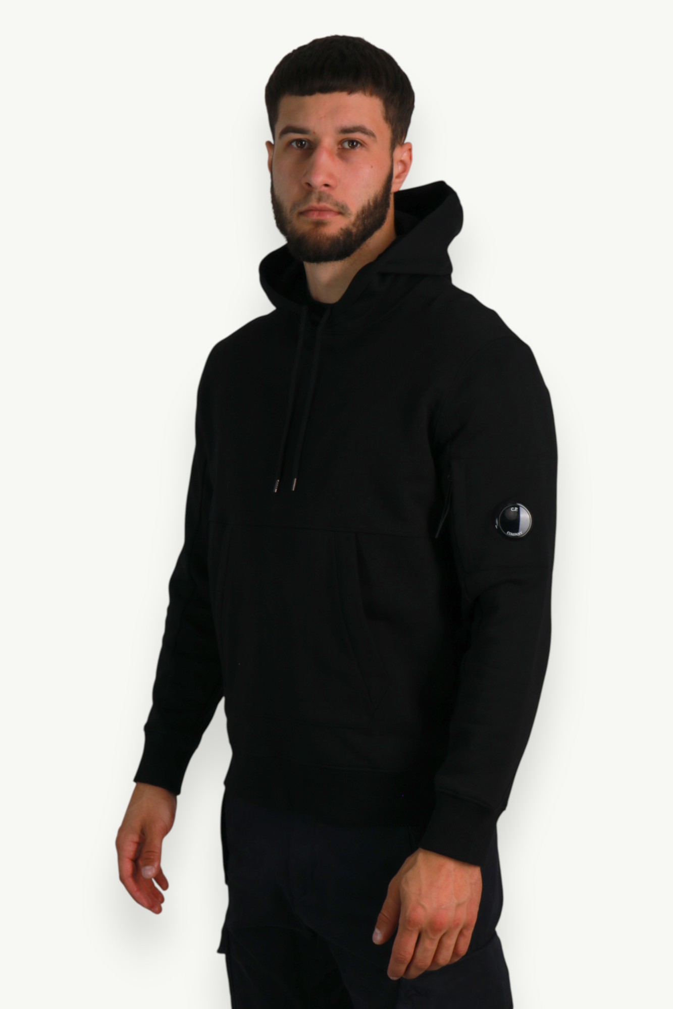 C.P. Company Diagonal Raised Hooded Lens Sweatshirt Black 14CMSS023A-005086W-999