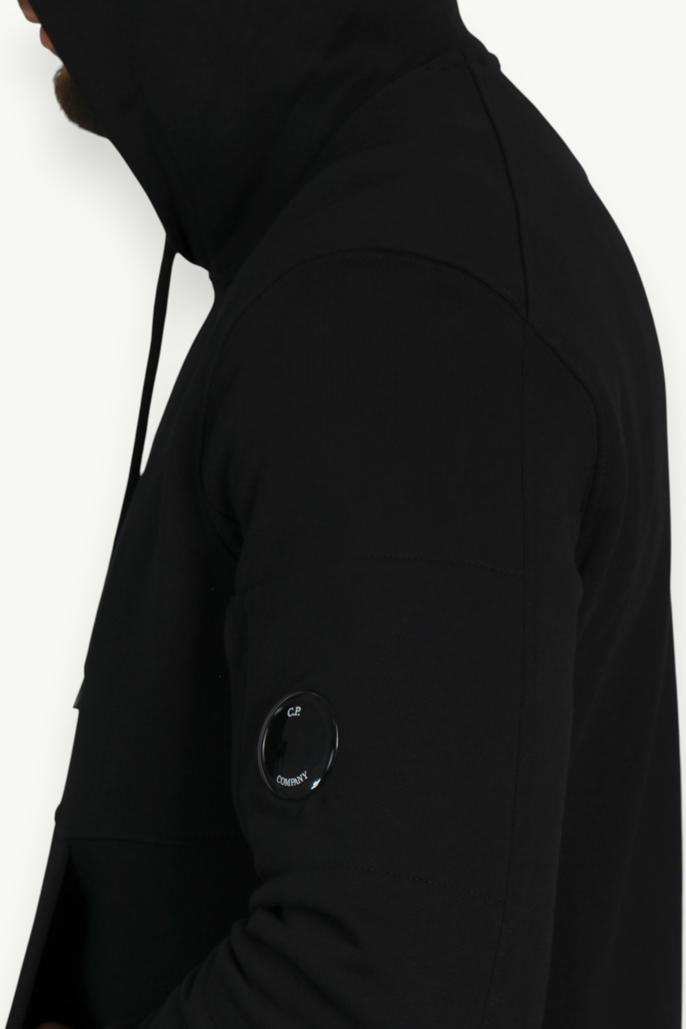 C.P. Company Diagonal Raised Hooded Lens Sweatshirt Black 14CMSS023A-005086W-999