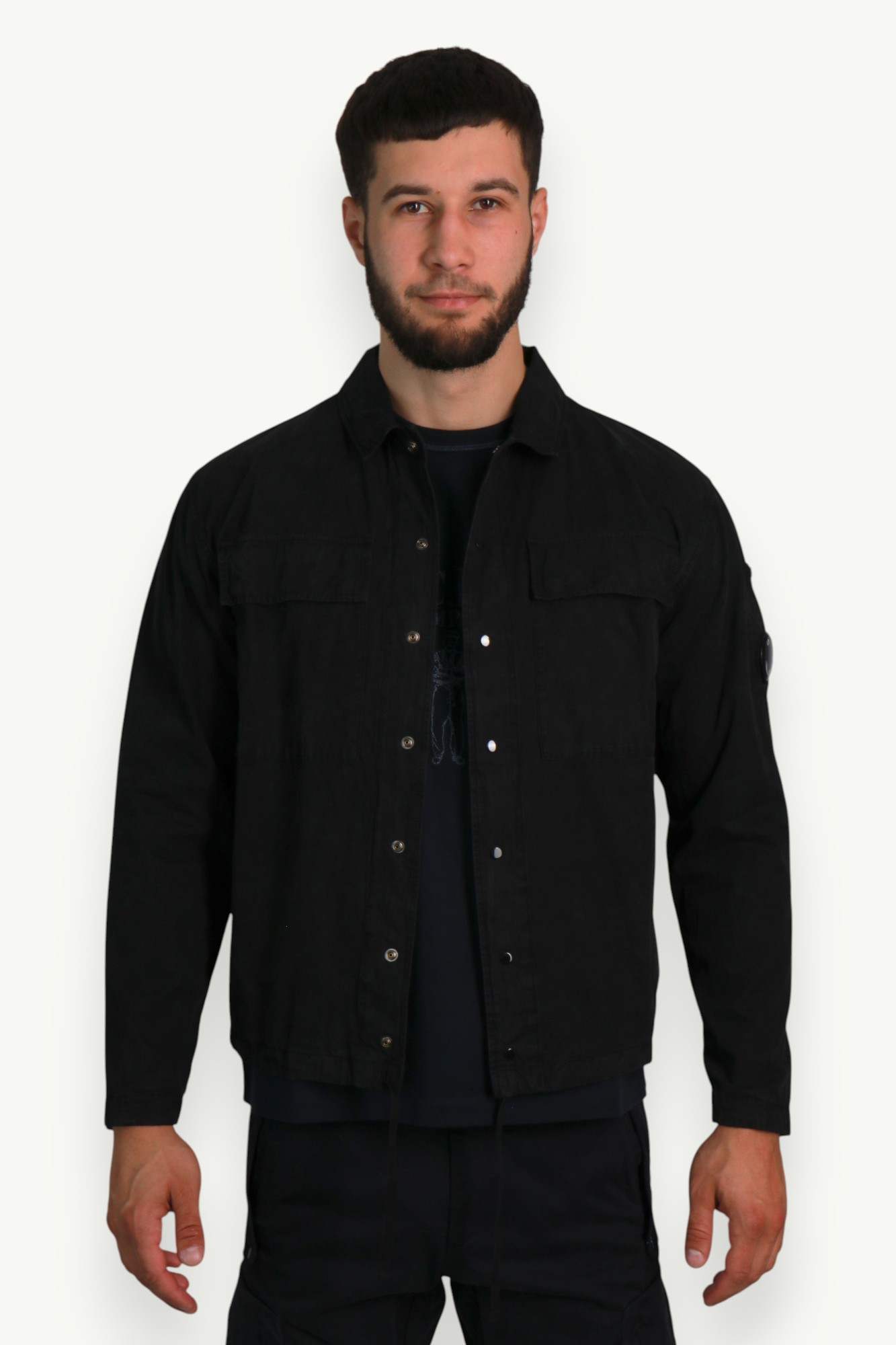 C.P. Company Microreps Cotton Ripstop Lens Overshirt Black 19CMOS283A-110324G-999