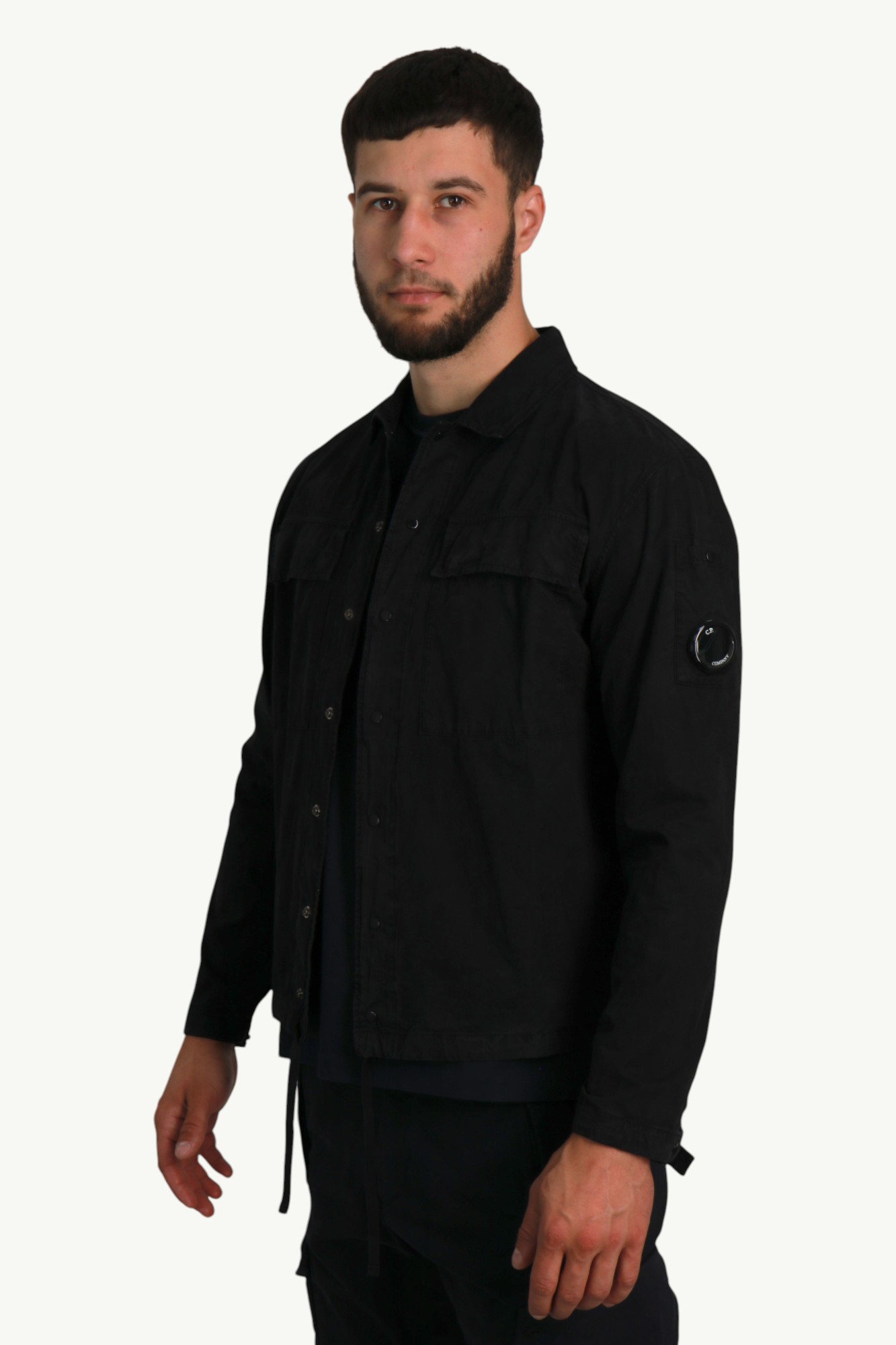 C.P. Company Microreps Cotton Ripstop Lens Overshirt Black 19CMOS283A-110324G-999