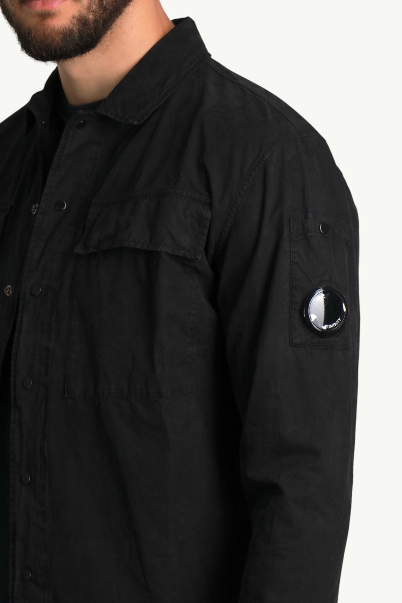 C.P. Company Microreps Cotton Ripstop Lens Overshirt Black 19CMOS283A-110324G-999