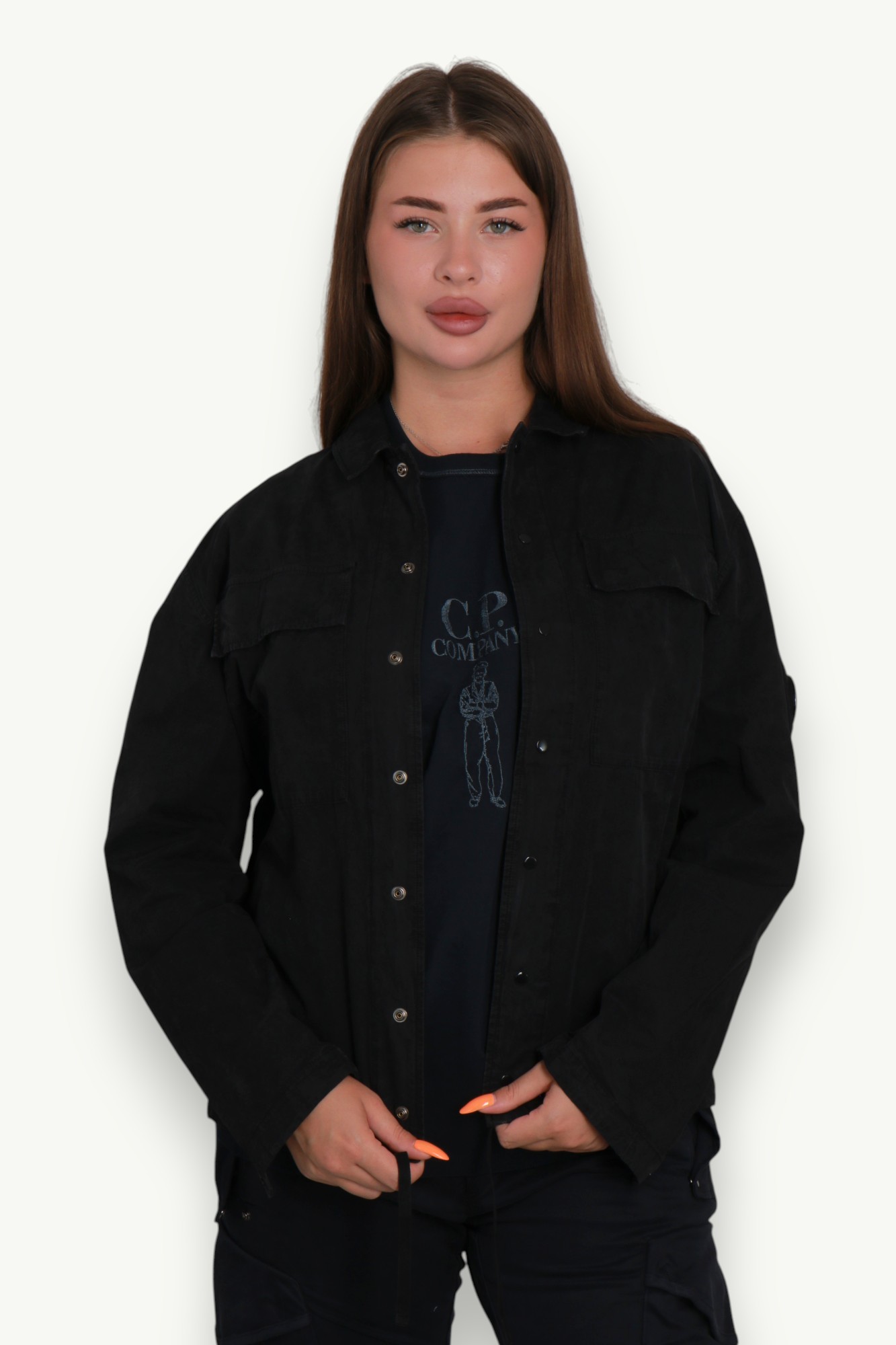 C.P. Company Microreps Cotton Ripstop Lens Overshirt Black 19CMOS283A-110324G-999