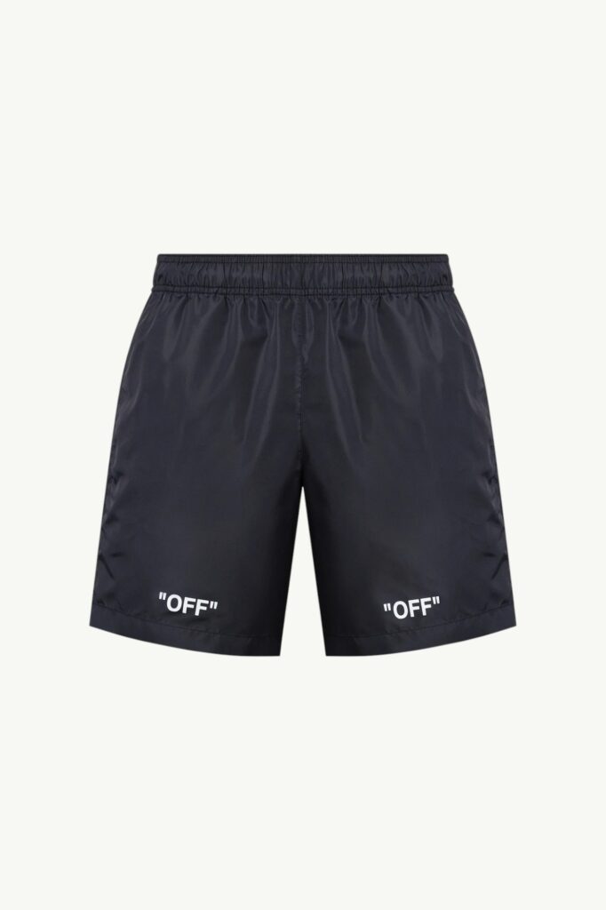 Off-White Logo Print Swim Shorts Black / White - OMFA003C99FAB0021001
