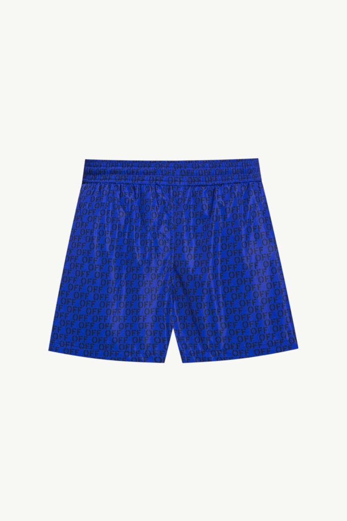 Off-White Logo Print Swim Shorts Blue - OMFD011F23FAB002