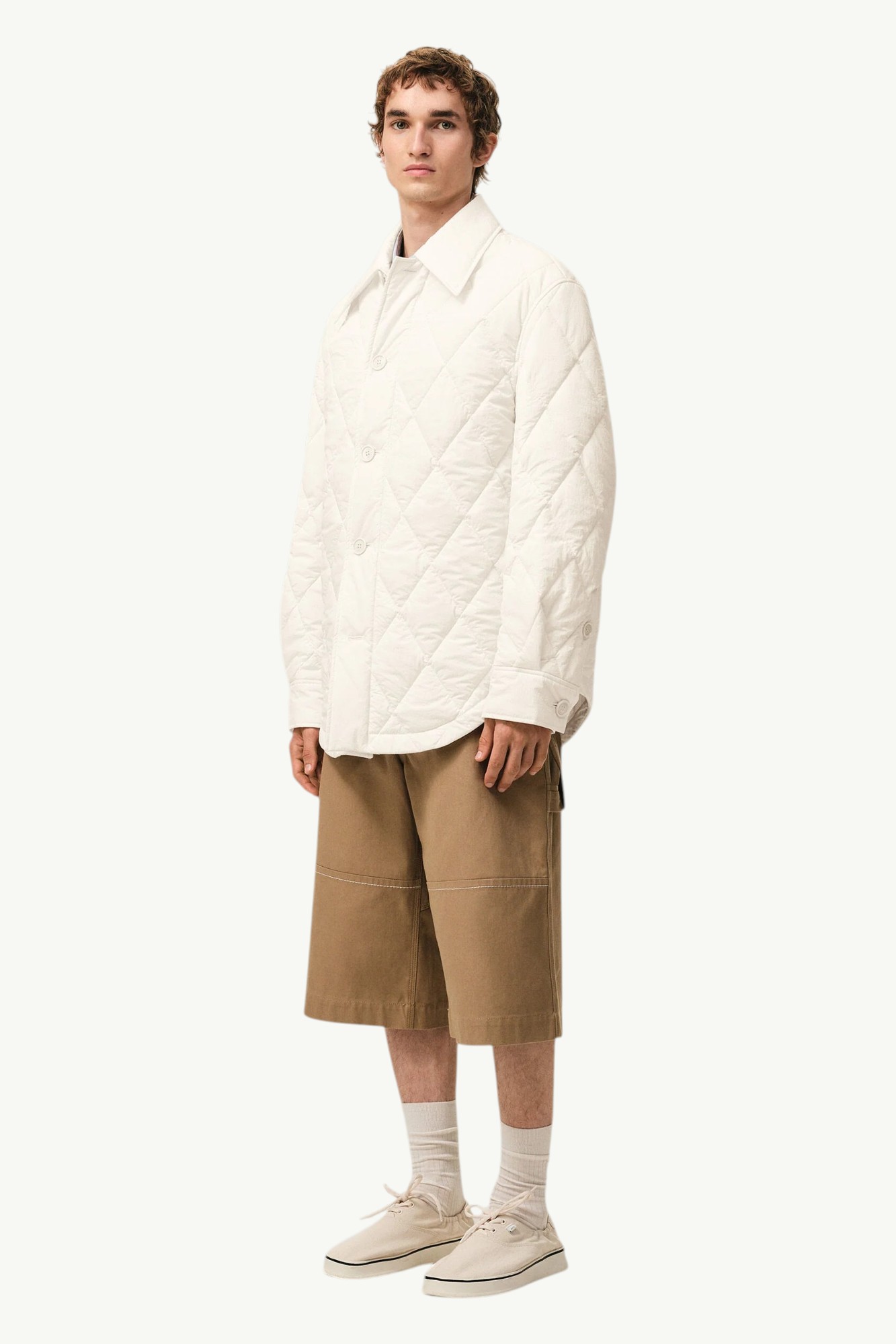 ami-paris-blanche-boutonnee-rembourree-en-nylon-jacket-cream-ujk885pa0117136-4 AMI Paris Blanche Boutonnée Rembourrée en Nylon Jacket Cream - UJK885-PA0117-136