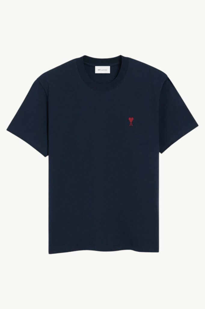 AMI Paris Coton With Print Coeur T-shirt Navy - BFUTS035-724-430