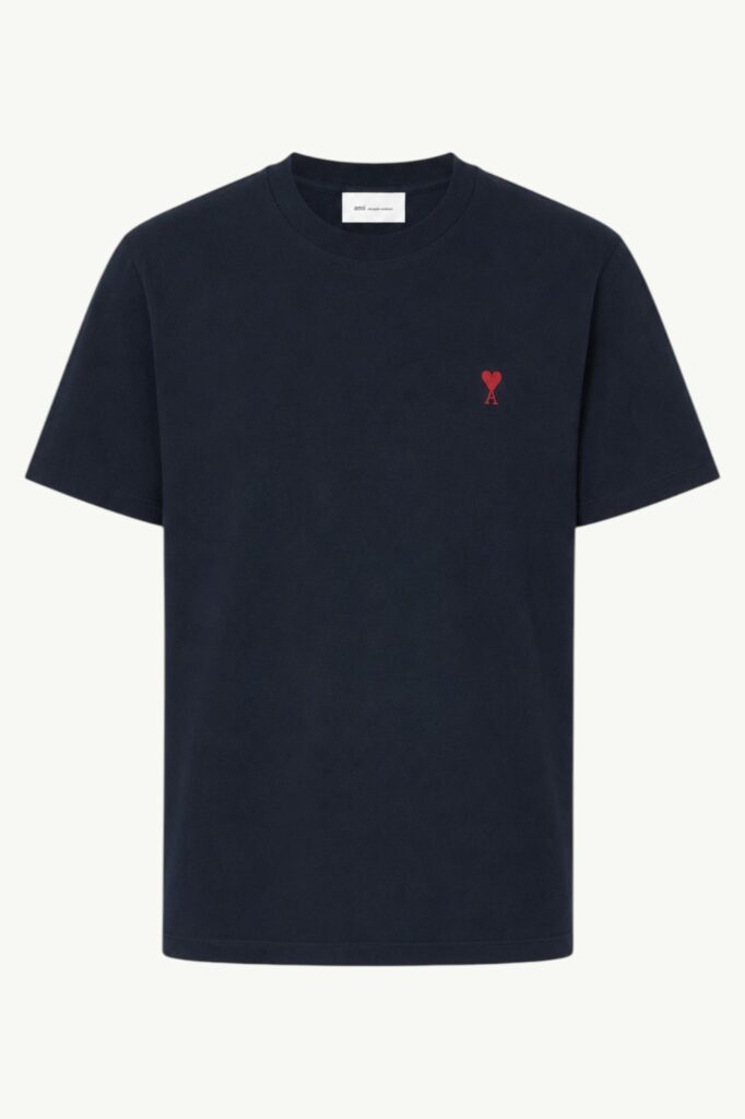 AMI Paris Coton With Print Coeur T-shirt Navy - BFUTS035-724-430