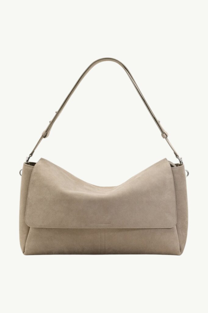 AMI Paris Cow Leather Large Flap Carrousel Bag Grey - ULL732AL0182A002