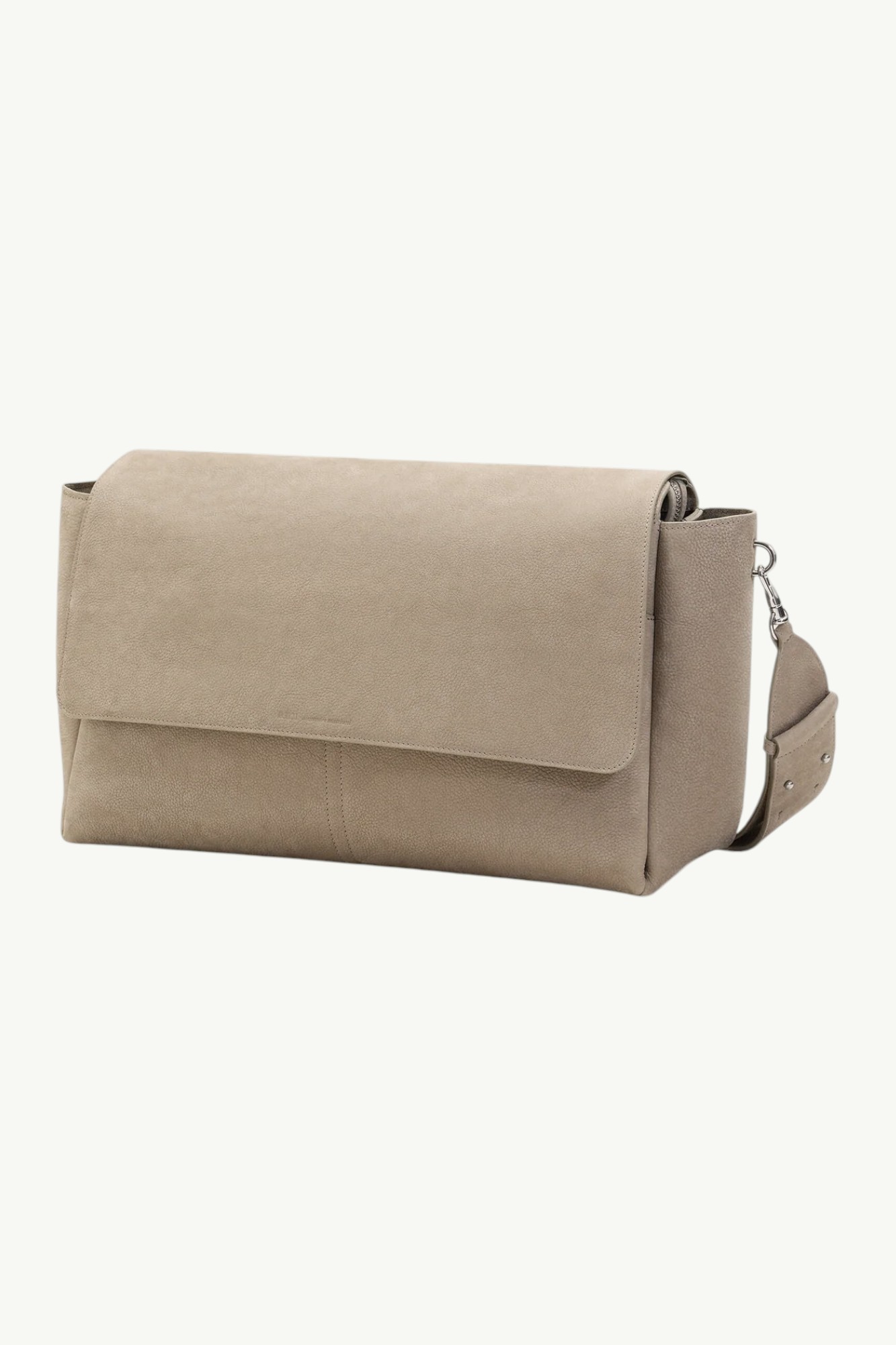 ami-paris-cow-leather-large-flap-carrousel-bag-grey-ull732al0182a002-3 AMI Paris Cow Leather Large Flap Carrousel Bag Grey - ULL732AL0182A002