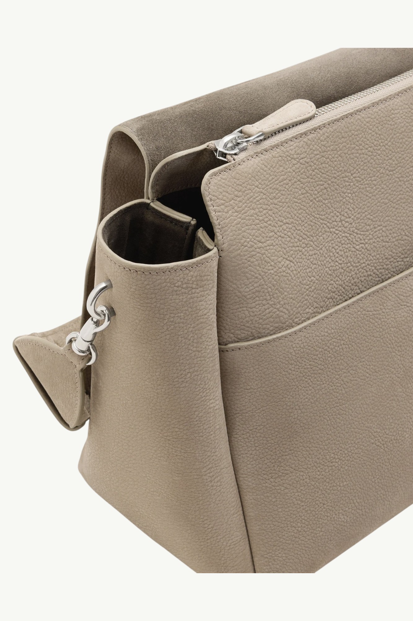 ami-paris-cow-leather-large-flap-carrousel-bag-grey-ull732al0182a002-5 AMI Paris Cow Leather Large Flap Carrousel Bag Grey - ULL732AL0182A002