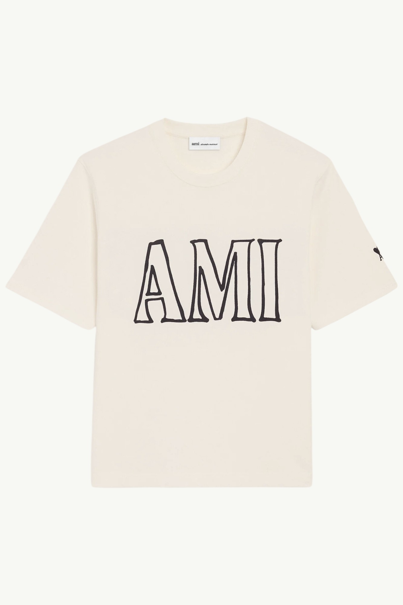 AMI Paris Jersey De Coton Imprimé T-shirt Cream - UTS380-726-136