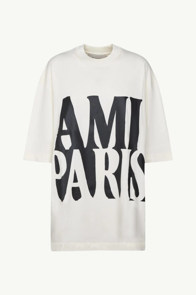 AMI Paris Logo-Detail T-shirt Cream - UTS381-726-136