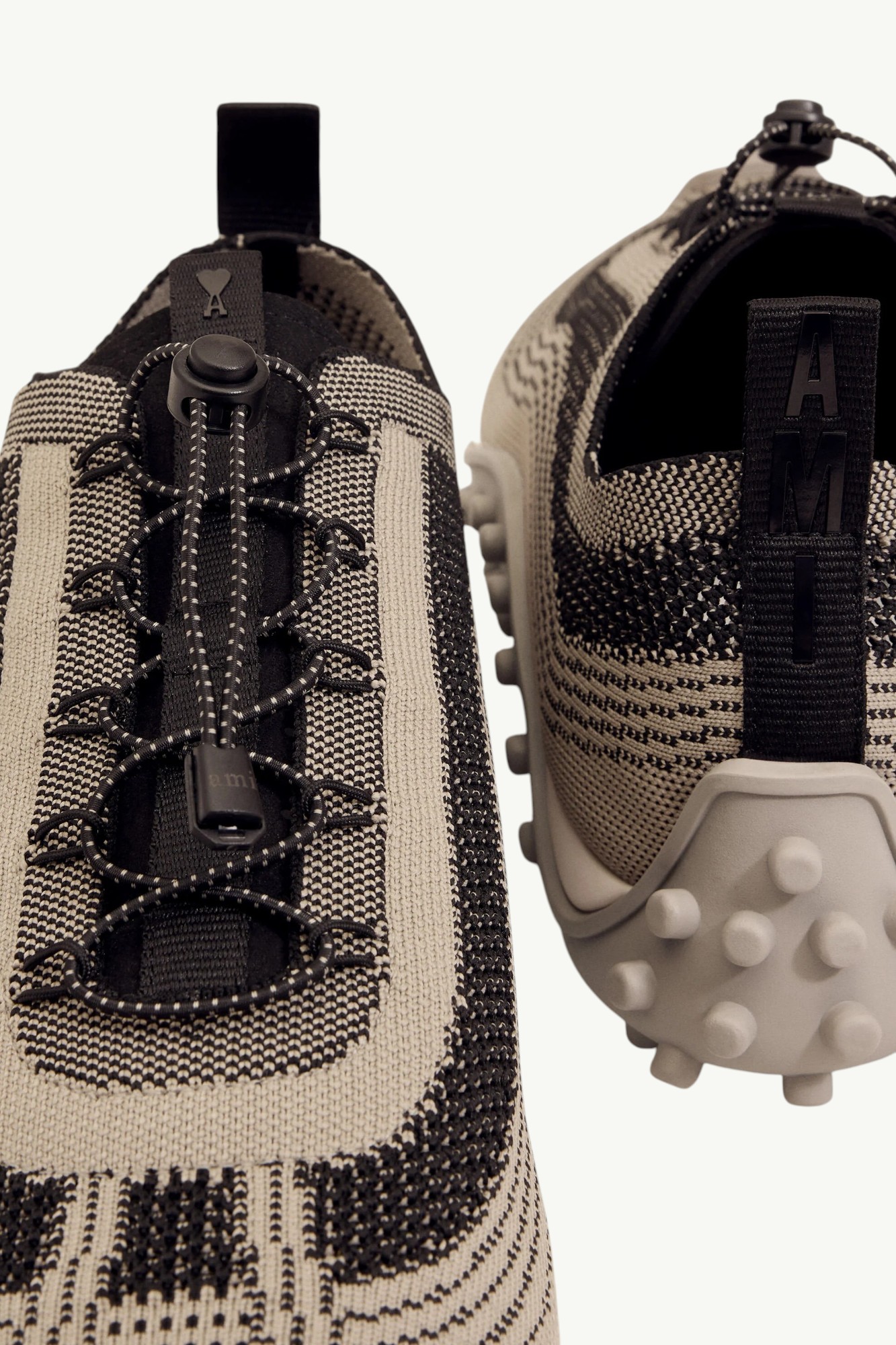 ami-paris-sneakers-mirage-beige-en-maille-beige-taupe-noir-usn505ak0011a088-4 AMI Paris Sneakers Mirage Beige En Maille Beige Taupe/Noir - USN505-AK0011-A088