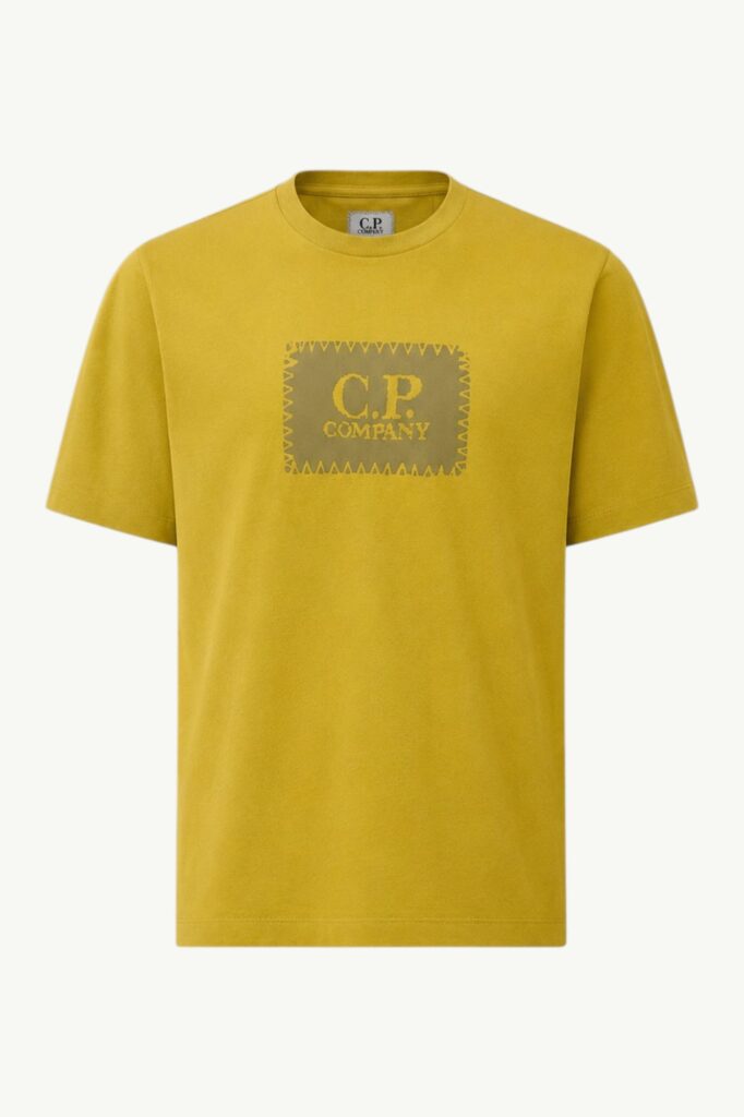 C.P. Company 30/1 Jersey Short Sleeve Logo Label T-Shirt Antique Moss - Yellow 20CMTS723A-005100W- 246