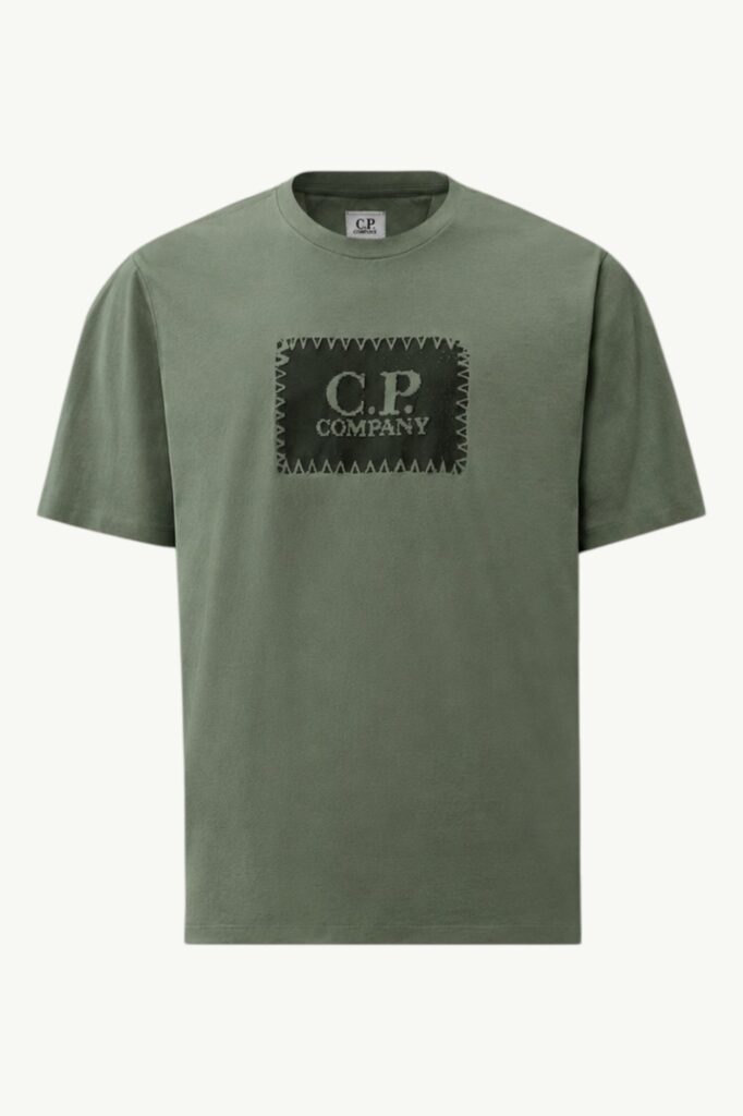 C.P. Company 30/1 Jersey Short Sleeve Logo Label T-Shirt Laurel Wreath - Green 20CMTS723A-005100W-668