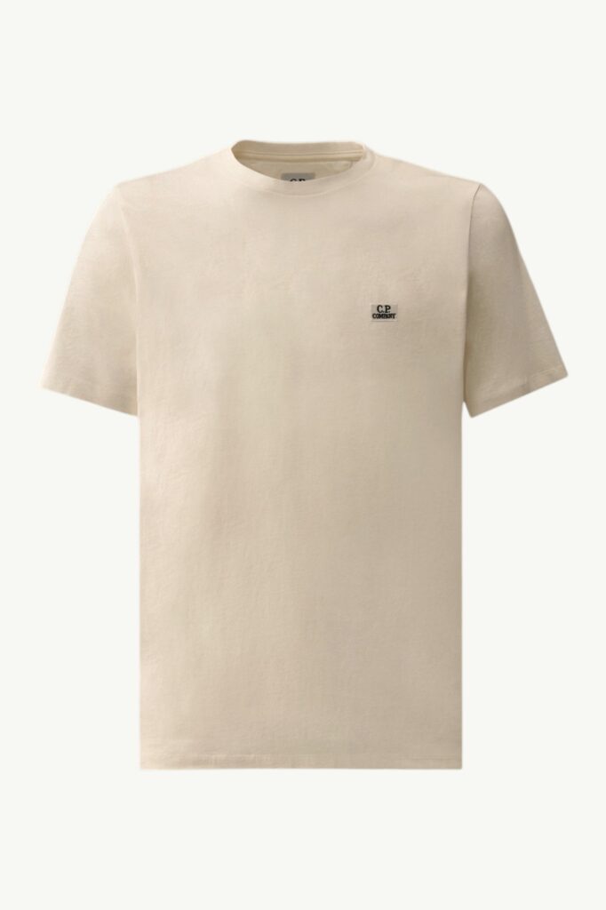 C.P. Company 30/1 Jersey Short Sleeve Logo Patch T-Shirt Gauze White RCCMTS726A-005100W-103