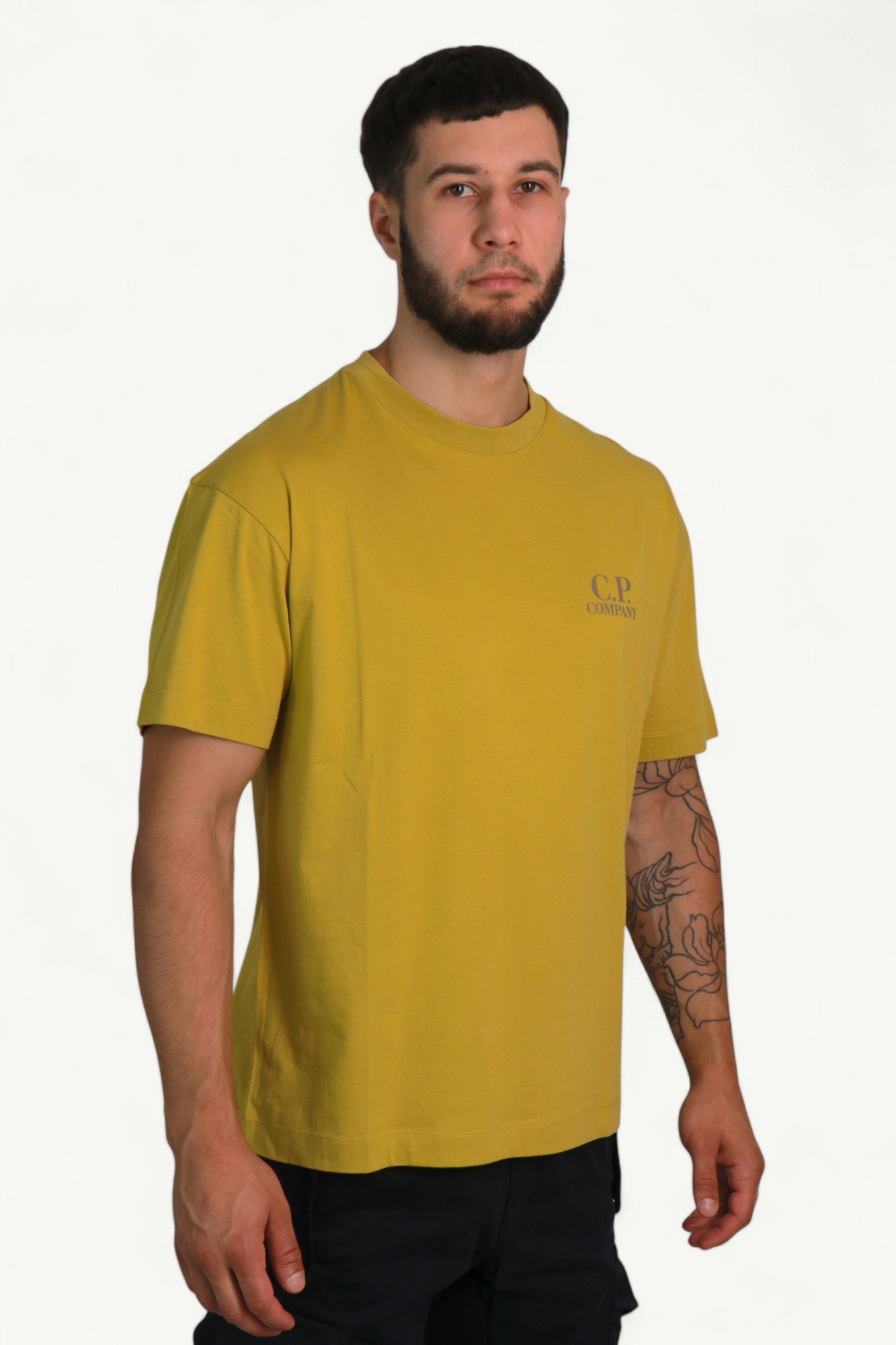 cp-company-30-1-jersey-short-sleeve-printed-graphics-t-shirt-antique-moss-yellow-20cmts086a005100w246-3 C.P. Company 30/1 Jersey Short Sleeve Printed Graphics T-Shirt Antique Moss – Yellow 20CMTS086A-005100W-246