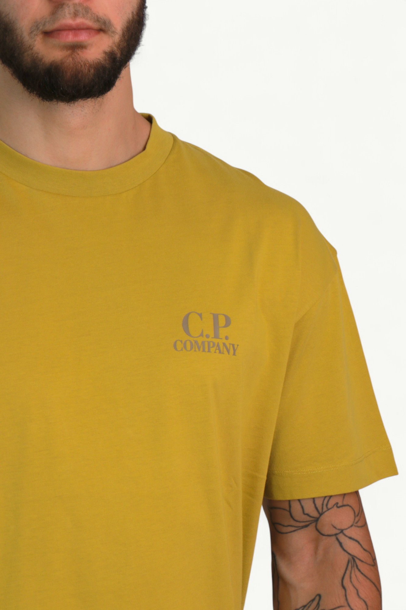 cp-company-30-1-jersey-short-sleeve-printed-graphics-t-shirt-antique-moss-yellow-20cmts086a005100w246-4 C.P. Company 30/1 Jersey Short Sleeve Printed Graphics T-Shirt Antique Moss – Yellow 20CMTS086A-005100W-246