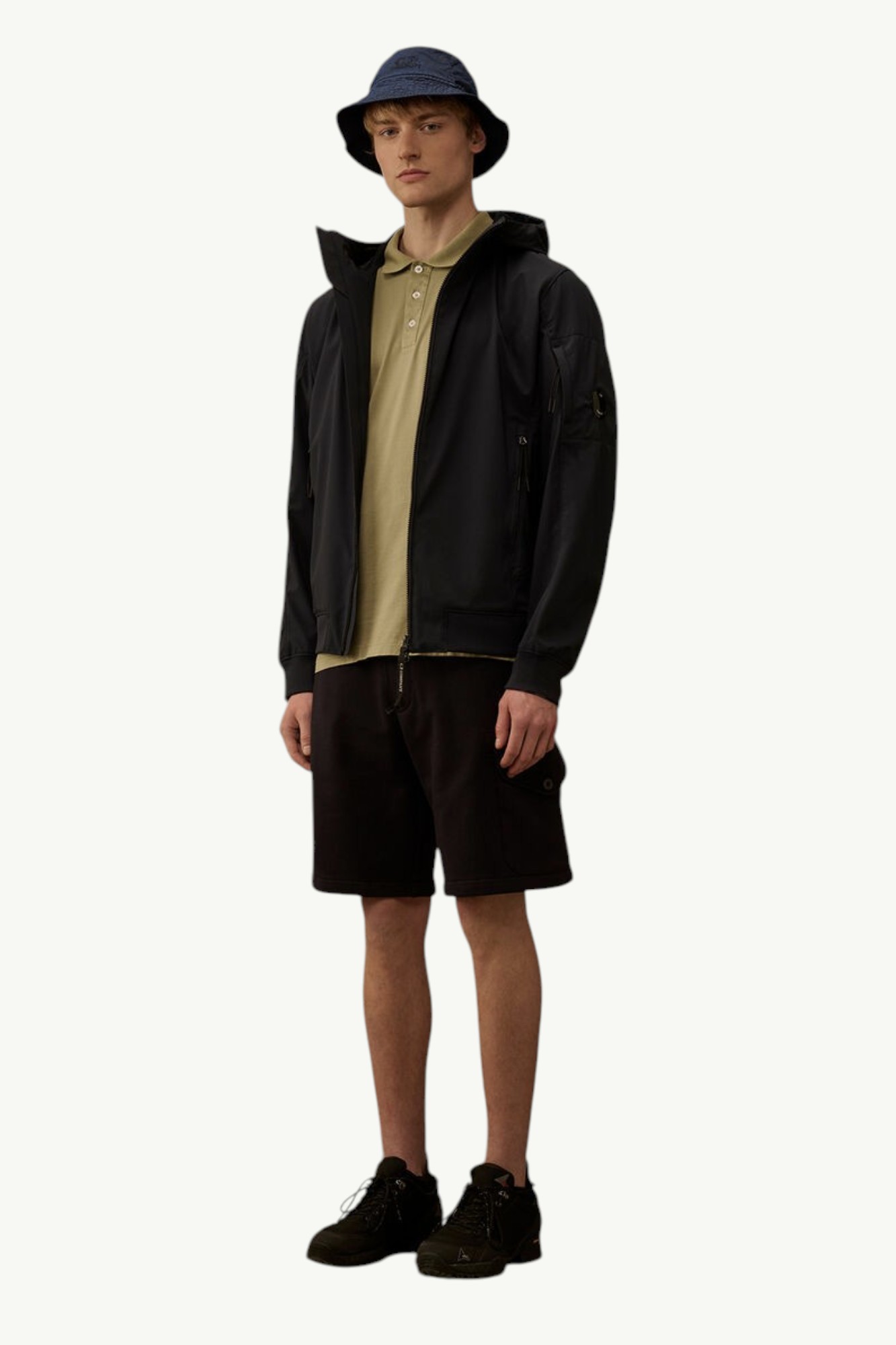 cp-company-diagonal-raised-fleece-cargo-sweatshorts-black-20cmsb029a005086w999-6 C.P. Company Diagonal Raised Fleece Cargo Sweatshorts Black - 20CMSB029A-005086W-999