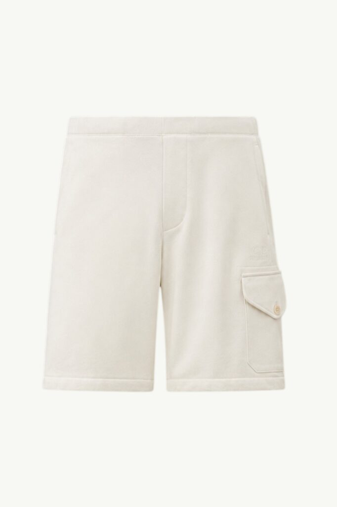 C.P. Company Diagonal Raised Fleece Cargo Sweatshorts Gauze White 20CMSB029A-005086W-103