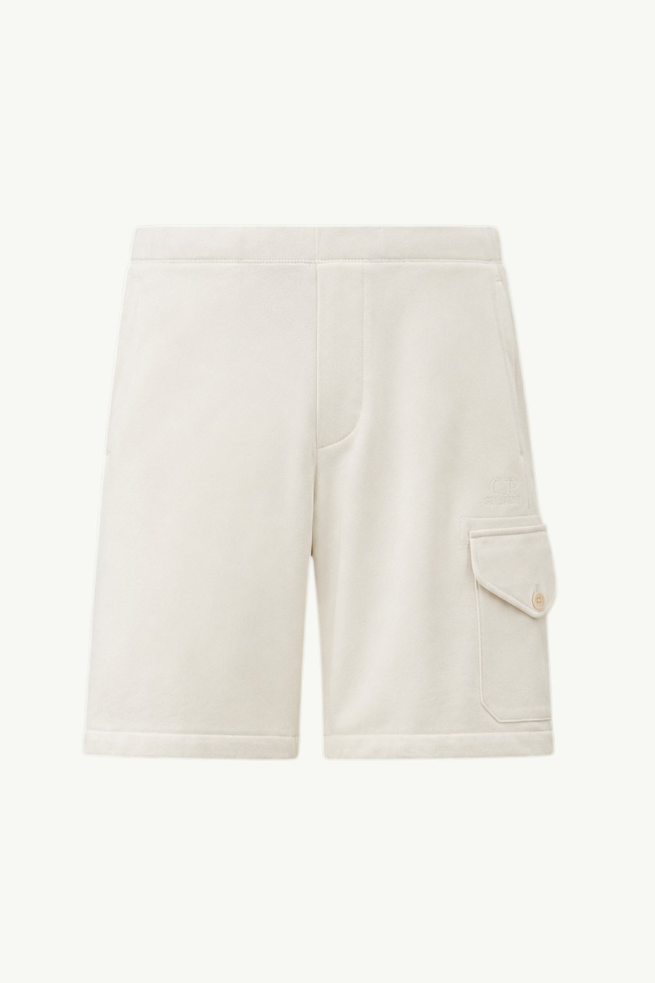 C.P. Company Diagonal Raised Fleece Cargo Sweatshorts Gauze White 20CMSB029A-005086W-103