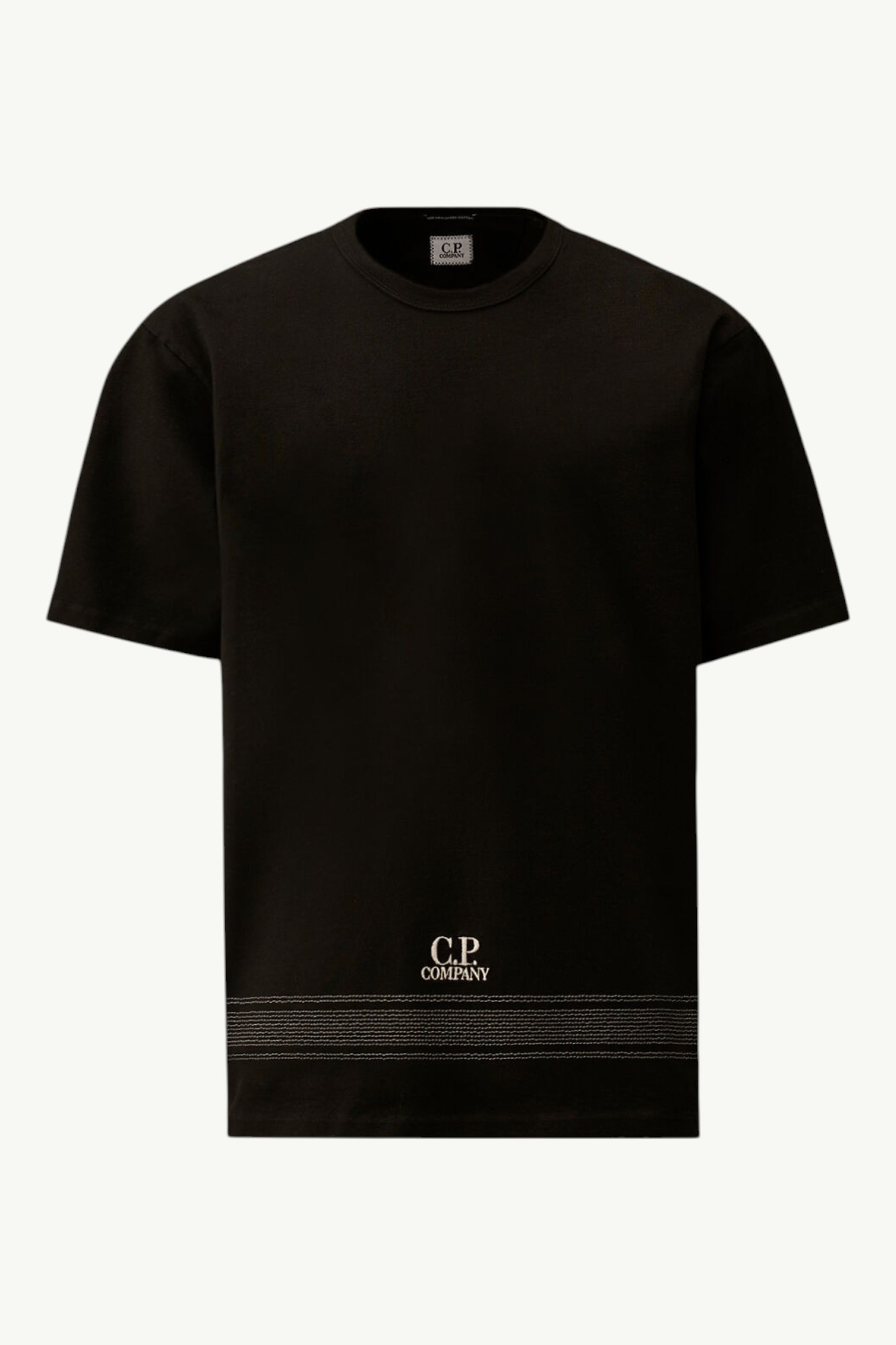 C.P. Company Mercerized Jersey 30/2 Twisted Short Sleeve Embroidery T-Shirt Black 20CMTS122A-110580W-999
